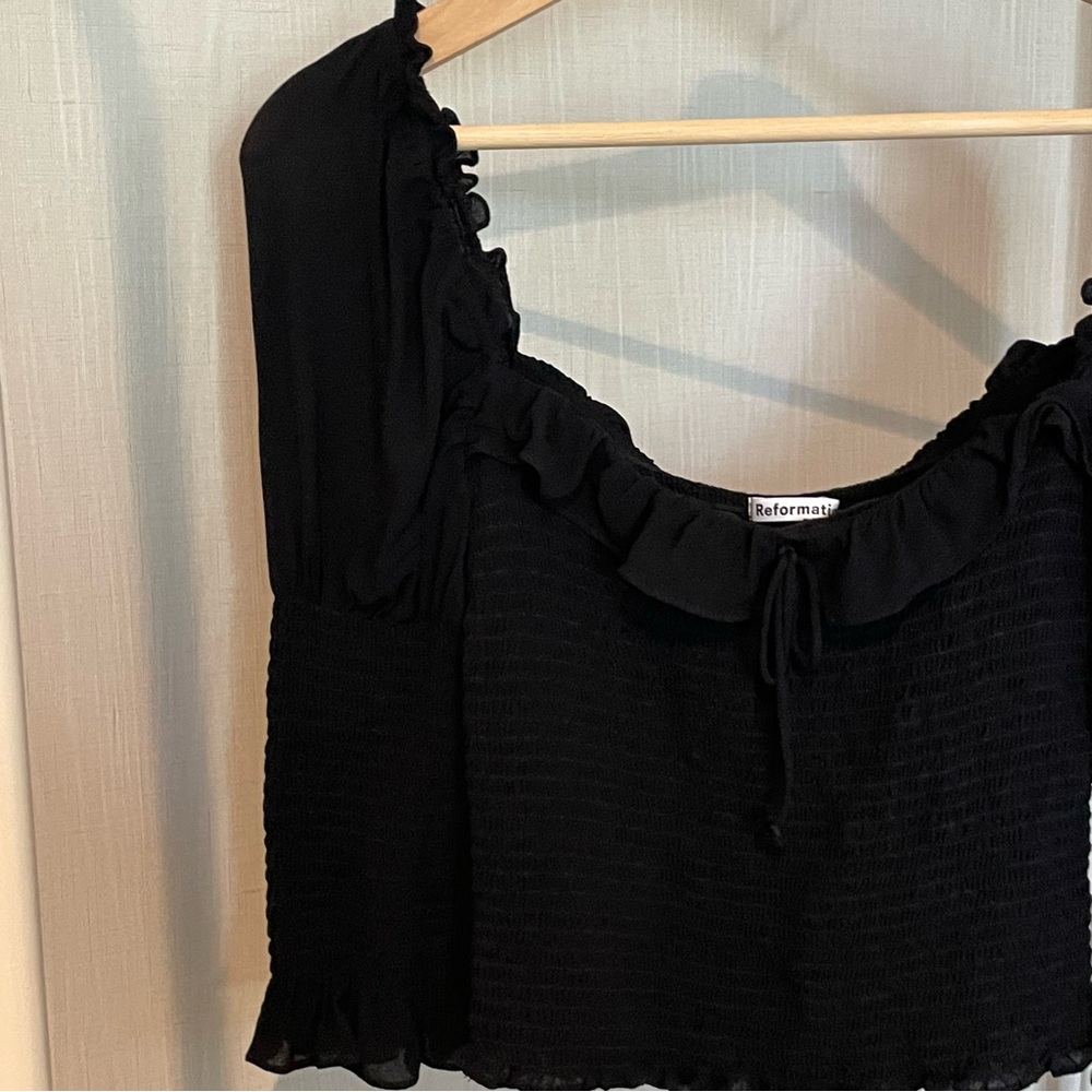 Reformation Black Ruffled Top - Picture 3 of 6